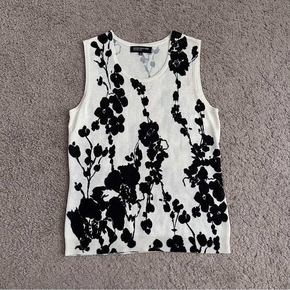Jones New York Floral Knit Tank Top Womens M
